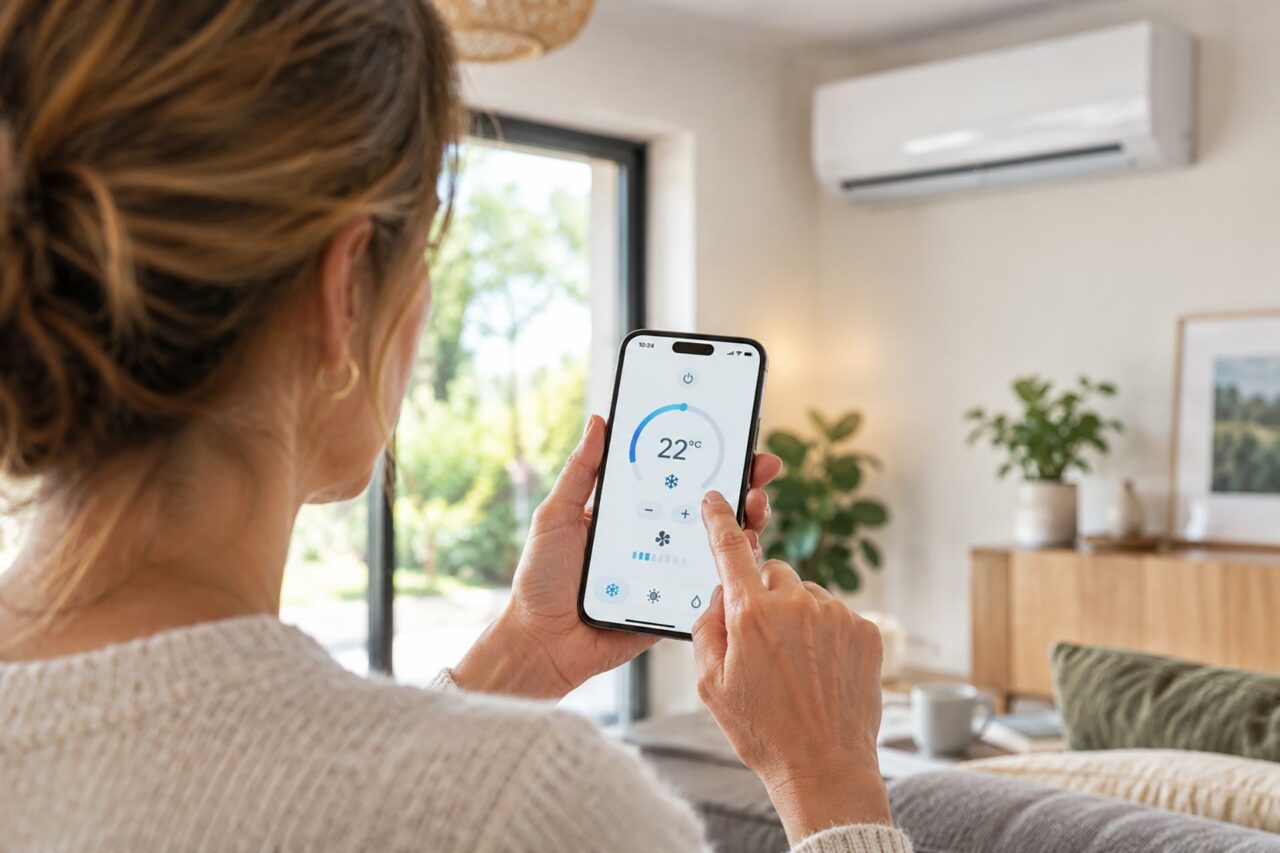 Réglage de la climatisation réversible depuis un smartphone